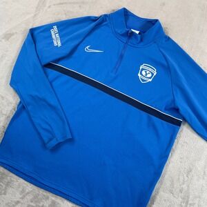 Nike Dri Fit Academy Training Top 1/4 Zip Men XL Blue BYU Soccer National Champs